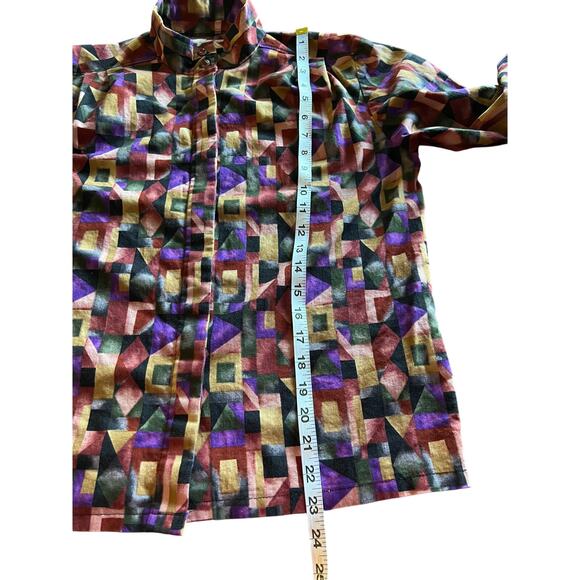 Vintage Handmade Blouse 1990’s Jeweltone Geometric Print Woman's Size 10 - Picture 7 of 9
